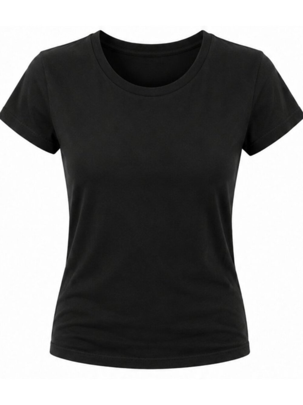 Women's Plain Black Crew Neck T-Shirt Basic Short Sleeve Tee S-XL